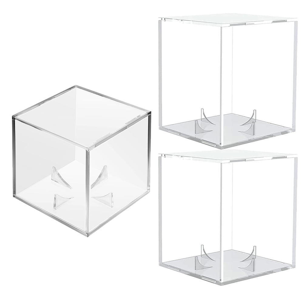 WORGEOUS 3 Pcs Baseball Cube Display Case Cases for Balls Transparent ...