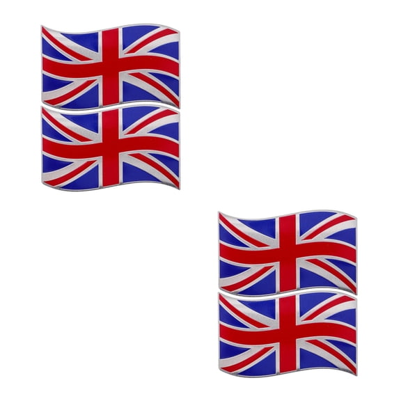 WORGEOUS 4 PCS Universal Flag Car Stickers Metal Decals British Flag Car Sticker UK Flag Car Decals Aluminum Car Stickers United Kingdom Flag Auto Decal Bumper Sticker