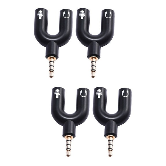Worgeous 4 PCS Y Splitter Cable Head 3.5 mm 1 Male to 2 Dual Female Audio Cable Head Y-shaped Conversion Computer Headset Audio Head for Phone Earphone Microphone Computer (Black)