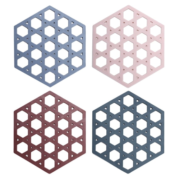 HINTRMENT 4Pcs Heat Resistant Mat Thickened Flexible Hollow Design Table Mat Non Slip Placemats for Kitchen Use