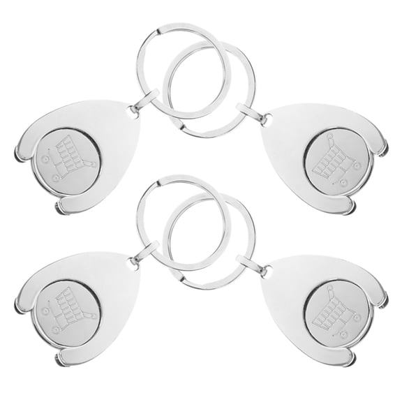 GETAJGHSD Silver Trolley Token Keychain Metal for Keys 4Pcs