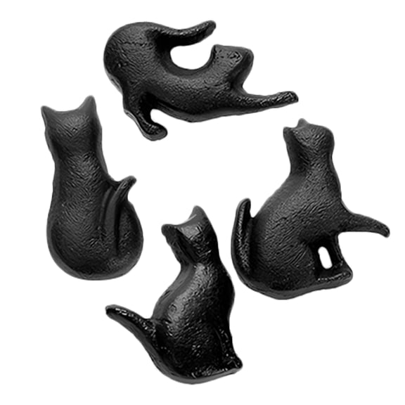 WORGEOUS 4 Pcs Cat Cabinet Door Handle Handles Drawer Pulls Animals Black