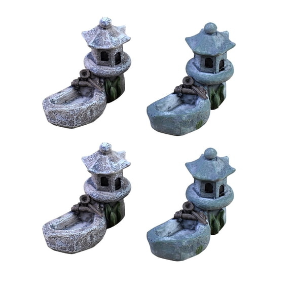 WORGEOUS 4 Pcs Garden Gnome Pool Tower Miniature Landscape Accessories 5x4cm