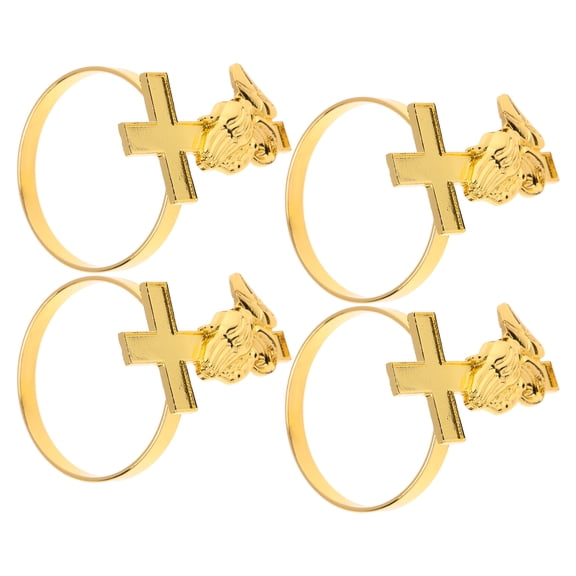 Mobutofu Golden Cross Napkin Holders Alloy for Tsgiving and Christmas 4Pcs