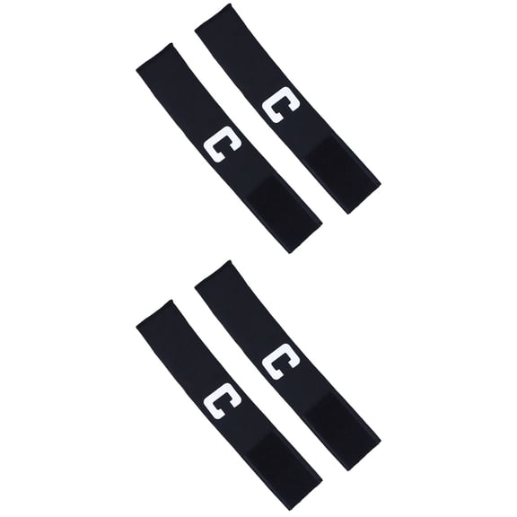 FUEENIRVA Adjustable Black Football Captain Armband, Elastic Comfortable Fit, 4 Pieces Set for Sports and