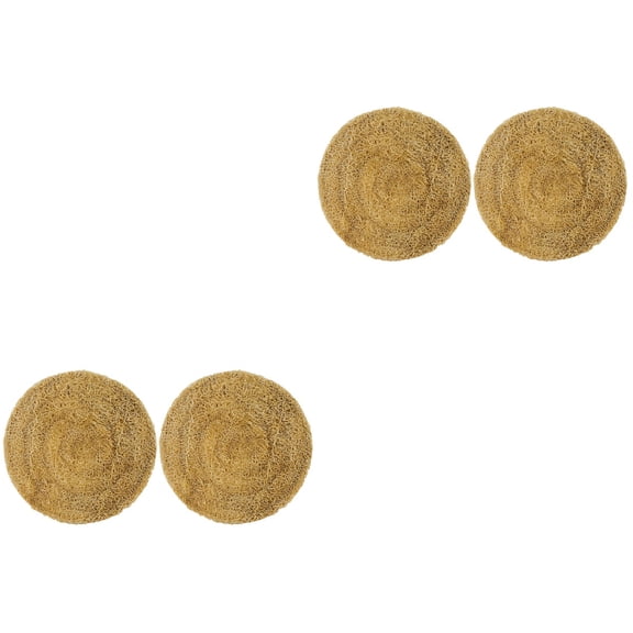 WORGEOUS 4 Pcs Round Loofah Coasters Tea Coffee Cup Mats Reusable Cup Pads Pastoral Style Coasters Kitchen Pads