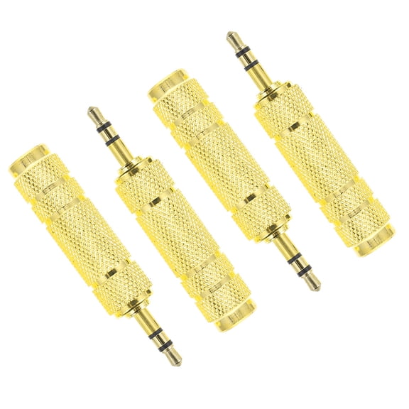 HOOWIFFY Back to School Stereo Headphone Adapter Audio Conversion Adapter Golden Plating 4Pack