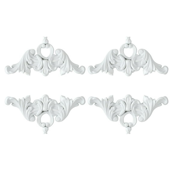 WORGEOUS 4 Pcs Wall Decorative Corner Flowers 11.50X11.50X1.00CM White