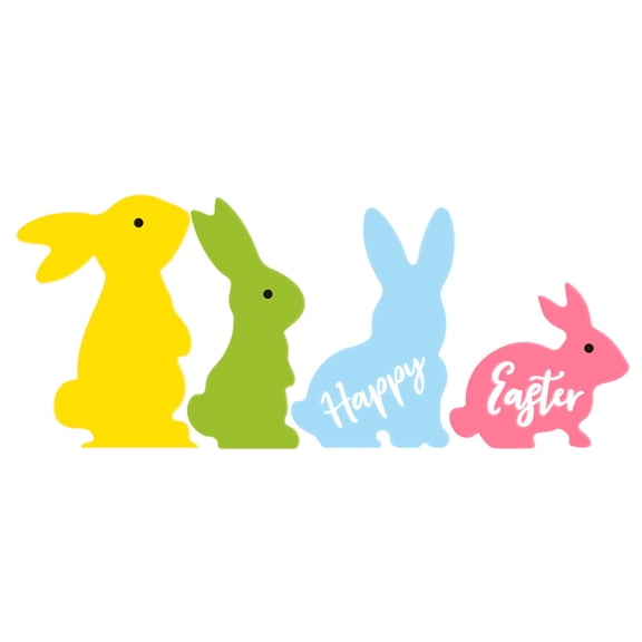 WORGEOUS 4 Pcs Wooden Rabbit Bunnies Gnomes Decorations for Home Inflatable