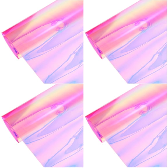 WORGEOUS 4 Sheets of Iridescence Film Fabric Iridescent Sheet DIY Fabric Material Colored PVC Fabric