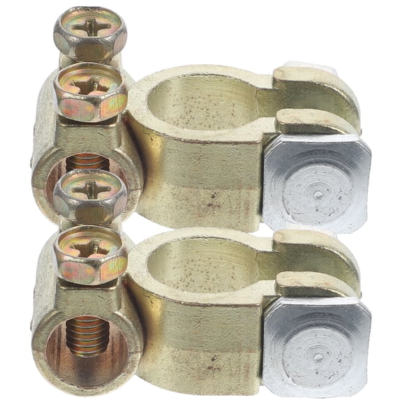 WORGEOUS 4 pcs  Car Battery Terminal Auto Terminal End Battery Terminal Clamp Connector Golden