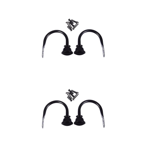 WORGEOUS 4 pcs Curtain Holdbacks U Shape Curtain Rods Drapery Holdbacks Curtain Holders Curtain Hangers Window Curtain Brackets Hooks for Wall Black