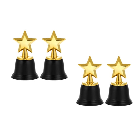 WORGEOUS 4 pcs Plastic Trophies Star Trophy Prizes For Kids Plastic Gold Small Trophy Multi-Function Trophy Competition Supply Sports Props Early Learning Trophies Winner Trophies