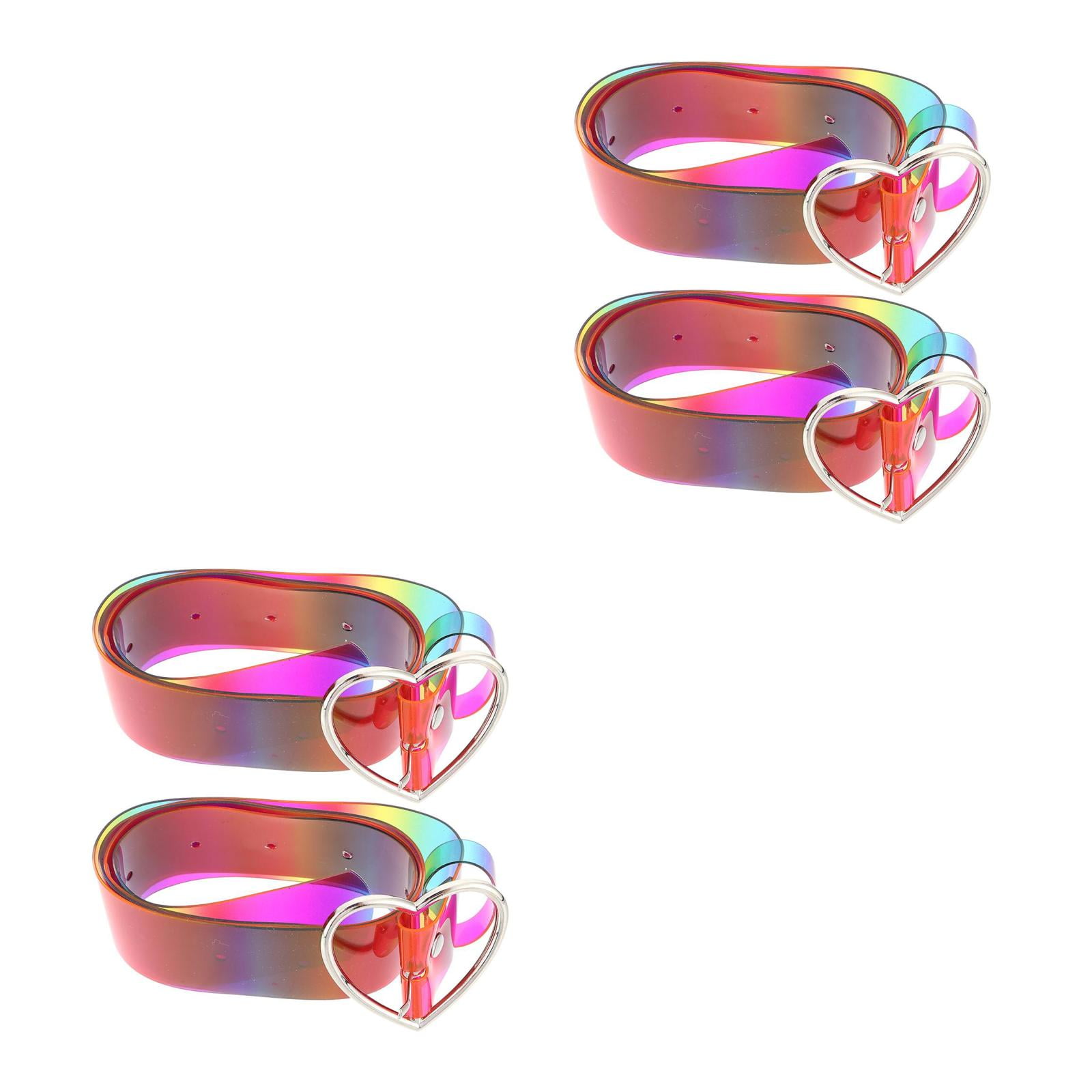 WORGEOUS 4 pcs Women Rainbow Pvc Heart Buckle Transparent 
