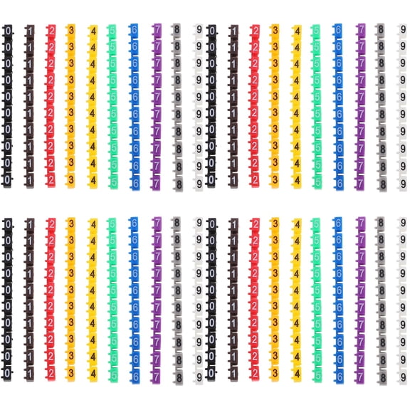 WORGEOUS 400 pcs Clip-on String Wire Marking DIY Plastic Digital Number Wire Label Tubes