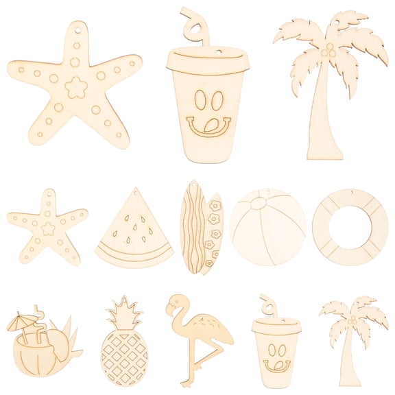 WORGEOUS 40Pcs Wooden Slices Tropical Theme Party Diy Projects Craft Decor