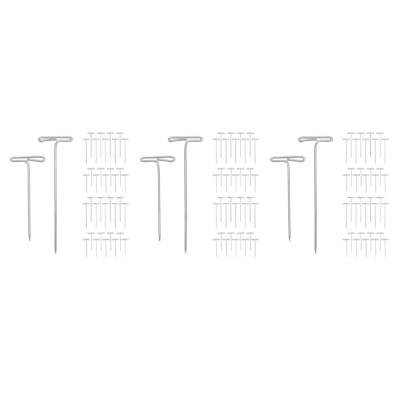 WORGEOUS 450 pcs Wig Making Set Stainless Steel Wig T with Plastic Box for Wigs Sewing Blocking and Knitting (27mm, 38mm)