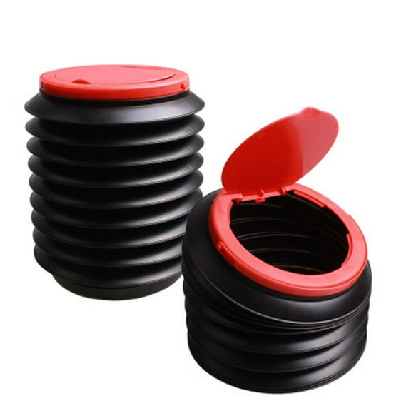 WORGEOUS 4L Trunk Foldable Rubbish Container Portable Retractable Plastic Water Barrel Organizer Box with Cover Black