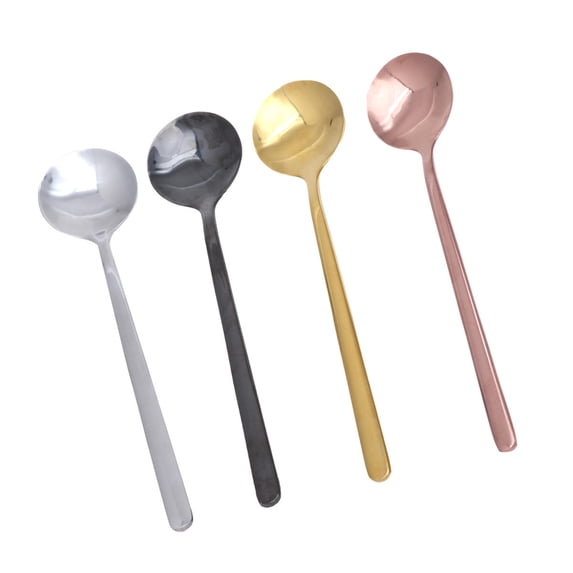 BESTYASH Set of 4 Round Coffee Spoons, Cute Dessert and Hot Chocolate Stirring Spoons for Kitchen and Cafe Use