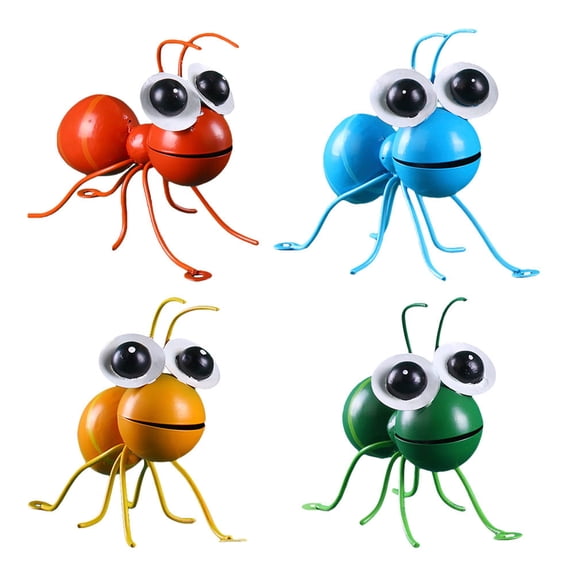 WORGEOUS 4-Piece Iron Ant Wall Decorations Assorted Colors Home Ornament for Indoor Outdoor Home Decor
