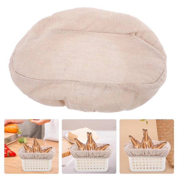 BESTYASH 4-Piece Reusable Bread Basket Cloth Covers, Cotton Linen Beige, Baking Accessories for Kitchen and Dining