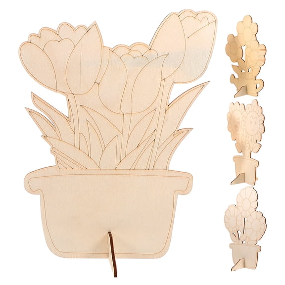 WORGEOUS 4Pcs Wooden Cutouts Unpainted Flower Shape Beige Wood Slices For Diy Crafts And Decoration Christmas