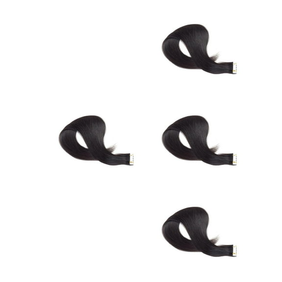 WORGEOUS 4pcs 45cm Black Straight Wigs Tape in Seamless Hair Extensions Real Human Hair Wig