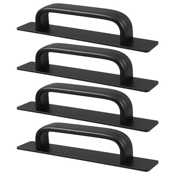 WEUVEB 4Pcs Push Pull Door Handles Black Aluminum Alloy Smooth Grip for Sliding Doors