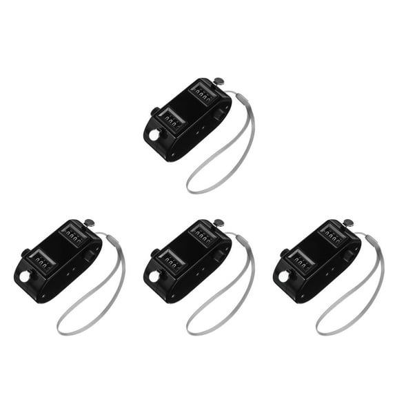 WORGEOUS 4pcs Handheld Pitch Counter Mechanical Clicker Dual Hand Tally Counters Clicker For Baseball Golf Counting Knitting Golf Lap Fishing Black