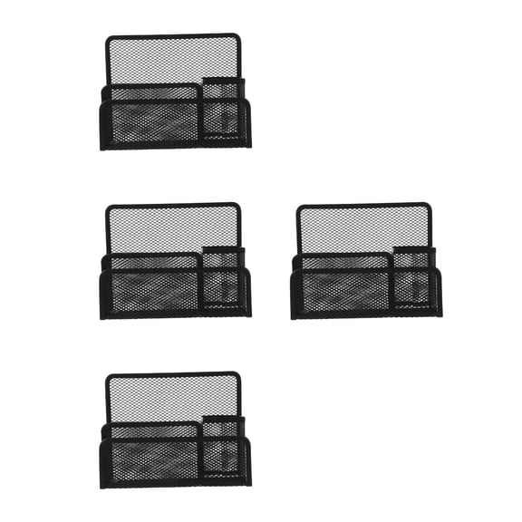 WORGEOUS 4pcs Iron Mesh Desktop Organizer Set - Upright File Holder, Letter Sorter, Magazine & Brochure Storage Rack for Office Desk