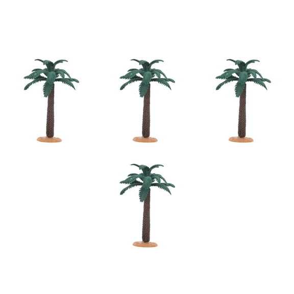 WORGEOUS 4pcs Mini Palm Tree Decor Diorama Miniature Trees For Villages Models Crafts Fairy Garden Ornaments Plastic Mini Coconut Tree Diy Cake Topper Micro Landscape Decorations