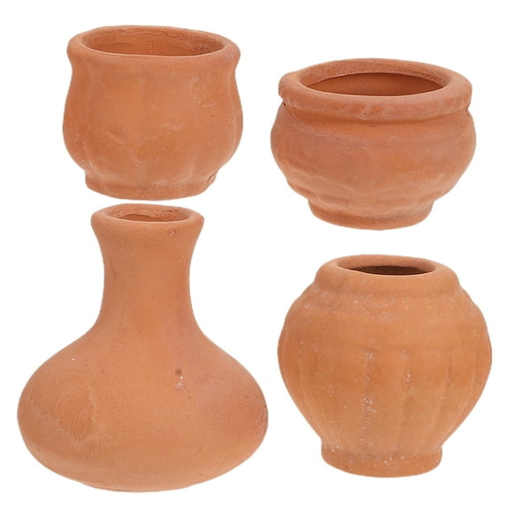 WORGEOUS 4pcs Mini Terracotta Plants Pots Small Red Clay Flower Pots Tiny Terracotta Planters Fairy Garden Accessories for Bonsai Micro Landscape Projects