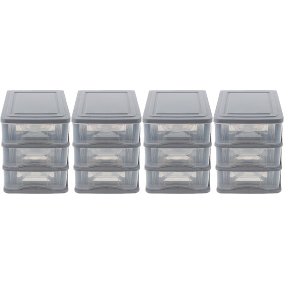 FUEENIRVA Plastic Desktop Organizer Blue for Desk and Cosmetics Storage 4Pcs