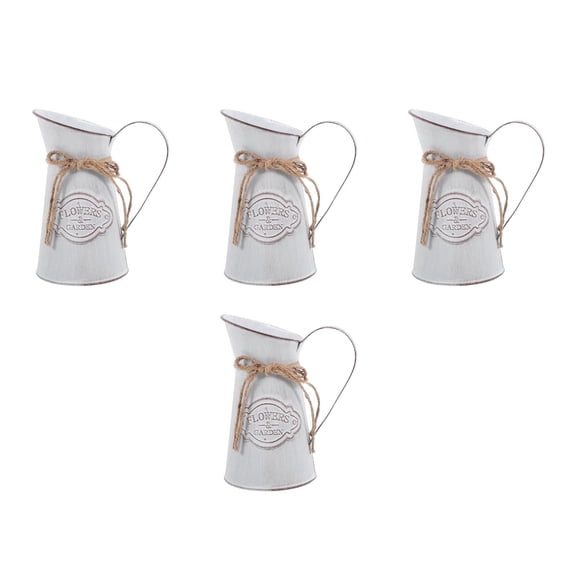 WORGEOUS 4pcs Rustic Metal Farmhouse Pitcher Vase: Milk Jug Flower Vase Vase Farmhouse Pitcher Vase Chic Milk Jug Can Tin Pot Dried Flowers Contianer for Home Decor