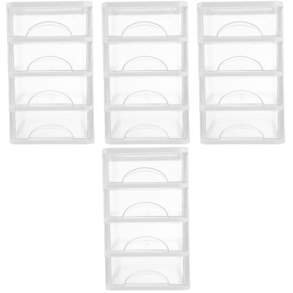 FUEENIRVA White Plastic Desktop Stationery Holder for Office and Makeup 4Pcs