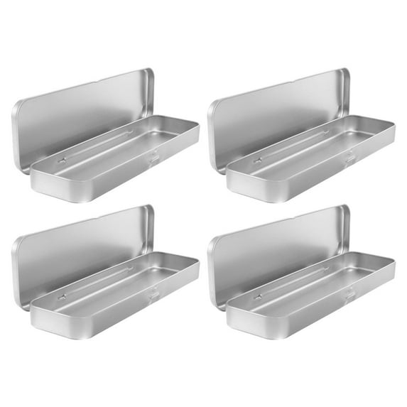 WORGEOUS 4pcs Tinplate Stationery Holder Box Tin Pencil Boxes Pencil Case Tinplate Pencil Box Tin Pencil Case Metal Pen Box Pencil Holder Tinplate Box