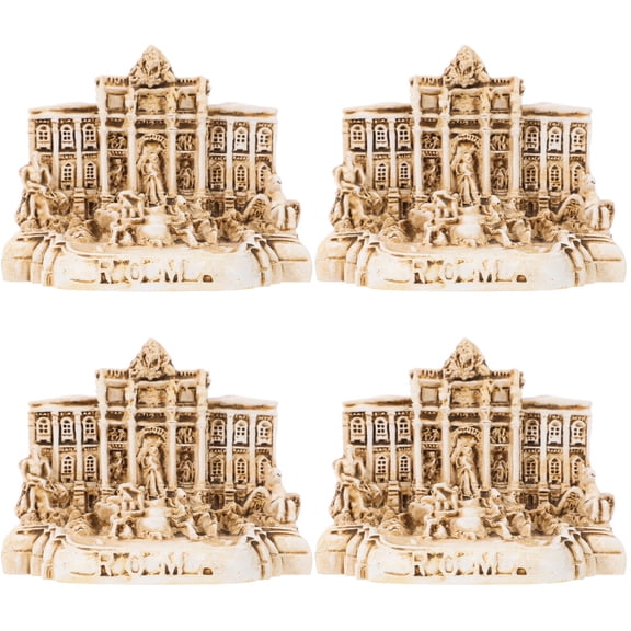 ADDHAT Trevi Fountain Church Figurine Resin Office Decor Unique Creativity 4Pcs