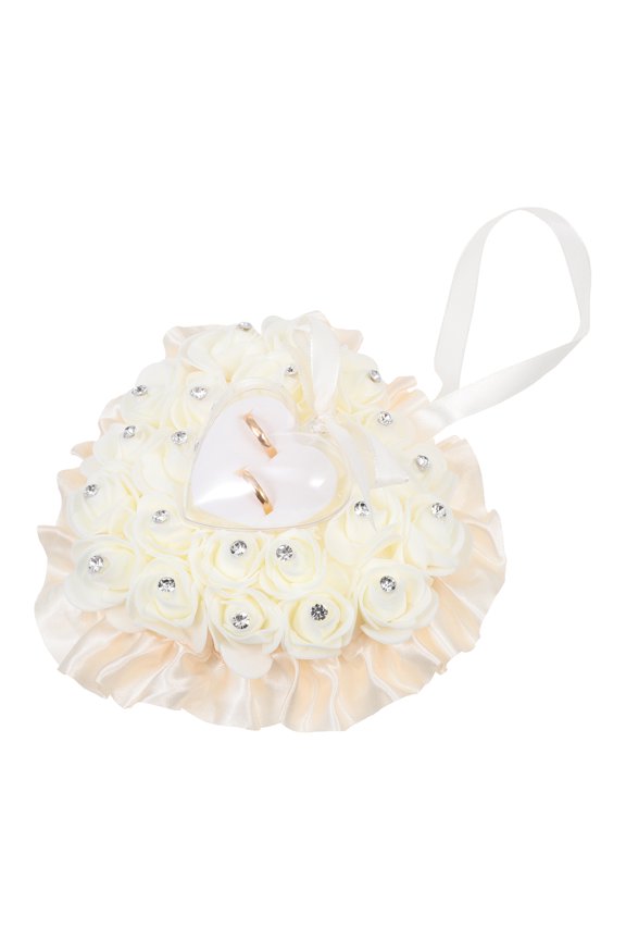4pcs Wedding Ring Pillow Wedding Supplies Roses Ring Pillow Wedding Ring Storage Box