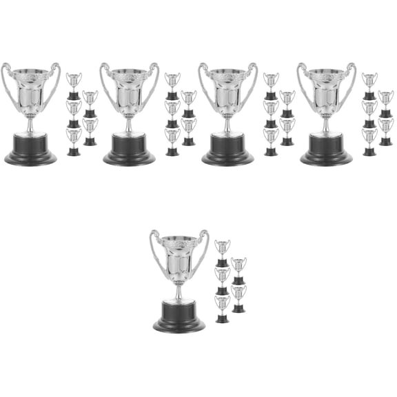 WORGEOUS 5 Pack Lovely Trophy Mini Trophy Honor Trophy Child 8.20X5.00X4.50CM Silver