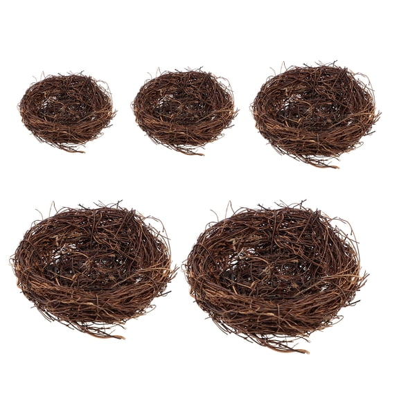 WORGEOUS 5 Pcs Birds Rattan Birdhouse Simulated Bird Nest Rattan Bird Nest 15X15CM Coffee