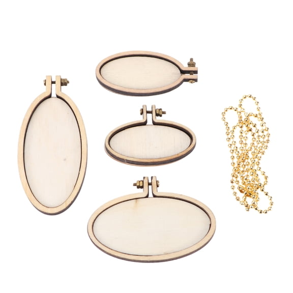 WORGEOUS 5 Pcs Cross Stitch Fixing Frame Embroidery Mini Wood DIY Wooden Stitch for Crafting Sewing Stitching (Vertical Elliptical Cross Elliptical Shape Style)