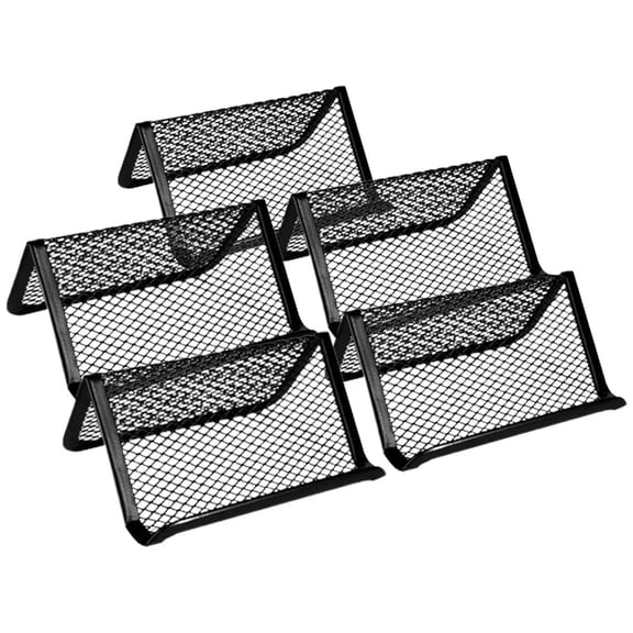 WORGEOUS 5 Pcs Iron Mesh Rack Business Card Stand Device Filler Black