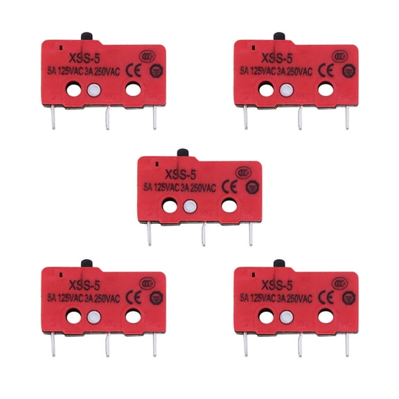 WORGEOUS  5 Pcs Micro Lever Roller off Round Rocker Switches Marine Toggle Hue Red