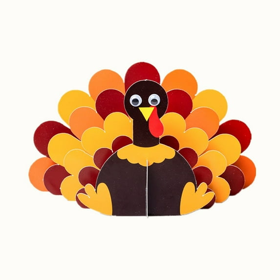 WORGEOUS 5 Pcs Thanksgiving Day Decor Paper 3D Turkey Ornaments DIY Party Supplies for Home Shop Restaurant