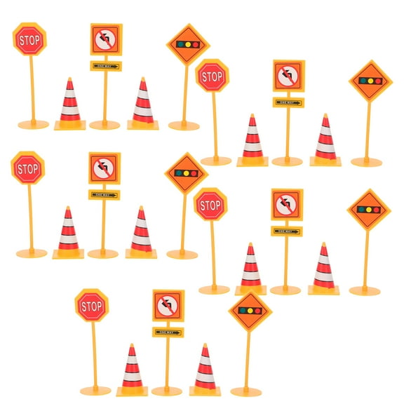 BESTYASH 25-Piece Assorted Color Plastic Traffic Signs for Cake Decorating, Vibrant and Cake Toppers