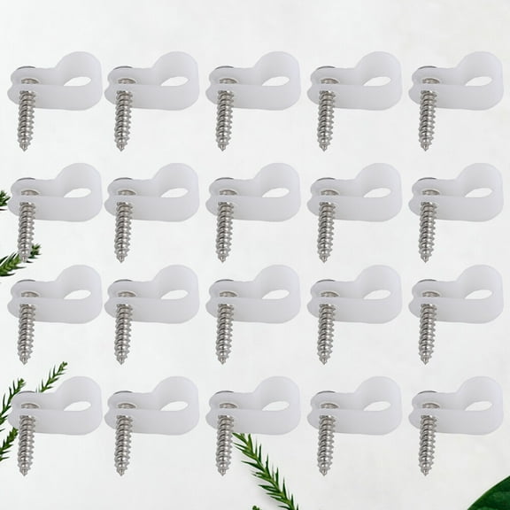 WORGEOUS 50-Pack Thickened 1/4 Inch R-Type Plastic Wire Clips, White Cable Organizer Bundles