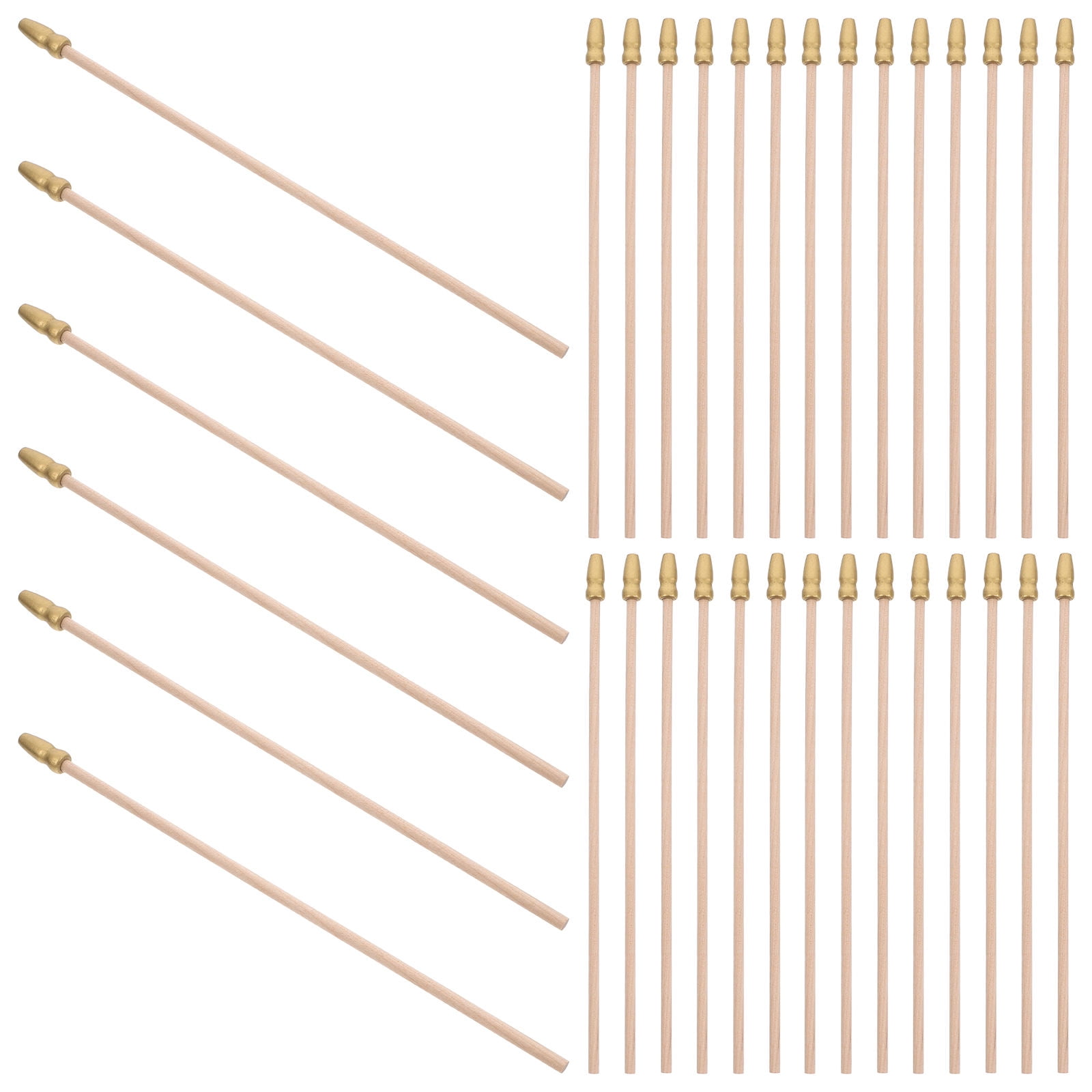 GOOHOCHY Handmade Mini Wooden Flag Rods with Gold Caps for Decor ...
