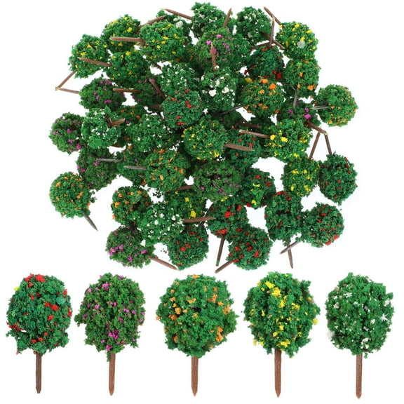 WORGEOUS 50pcs Plastic Miniature Model Trees Realistic Miniature Trees Plants For Crafts And Model Train Scenery Sand Table Accessory