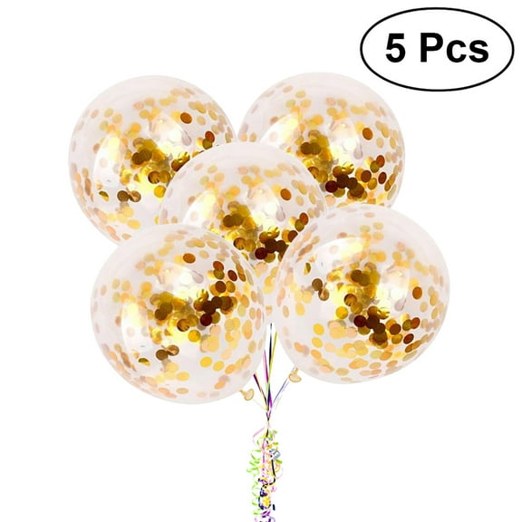 BRIGHTFUFU 5-Pack 12 Inch Latex Confetti Balloons for Party Decorations