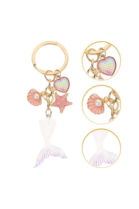 Cute Girly Keychains Fish Tail Shape Simple and Smooth 5Pcs 4.3x1.2in